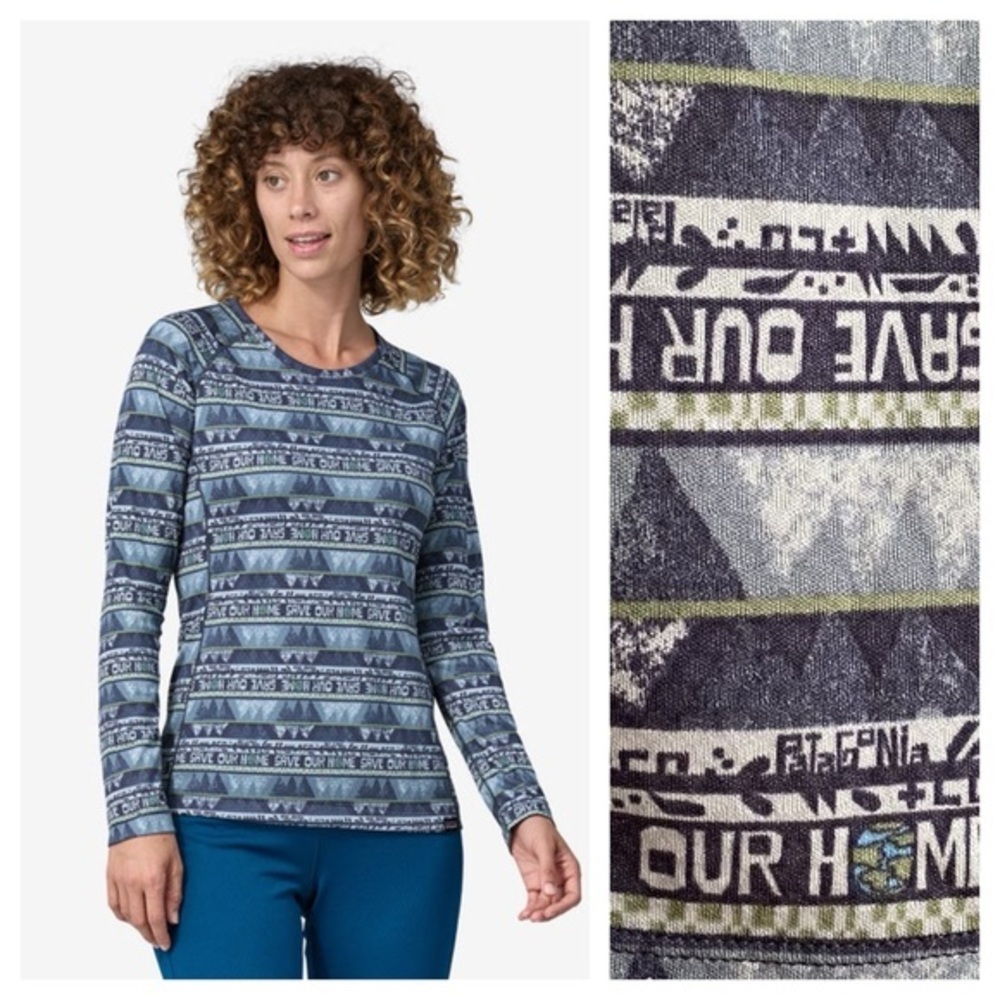 Patagonia Capilene Midweight Crew Long Sleeve Save Our World Top